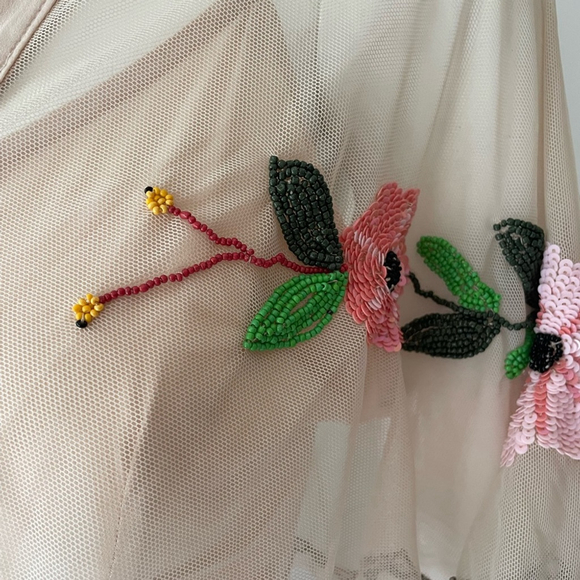 zara Floral Embroidered mesh beaded Dress - Picture 12 of 14